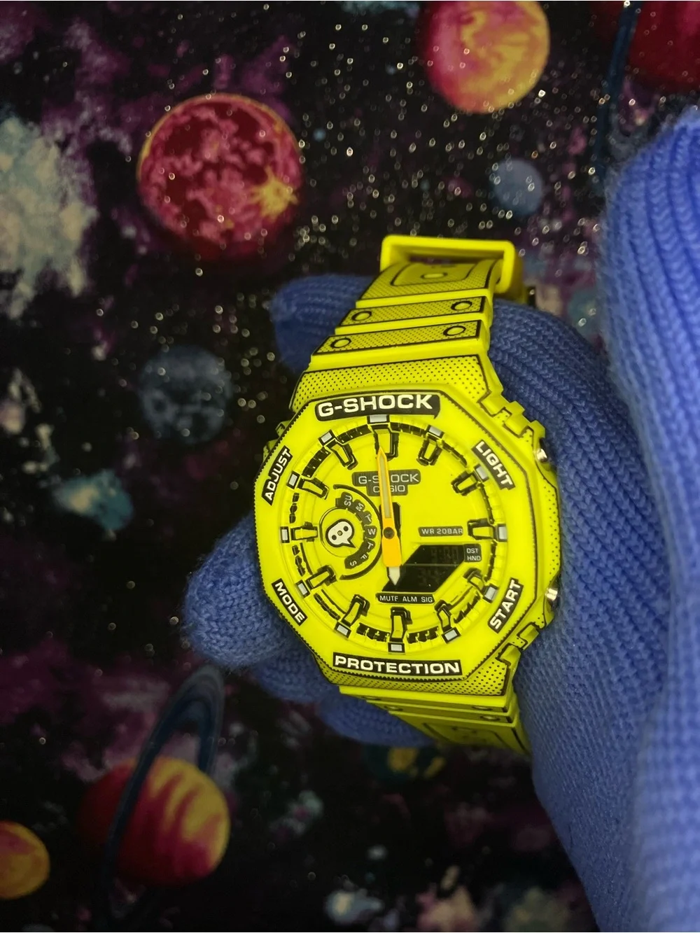 Custom G Shock Yellowish Green cartoon style colorway